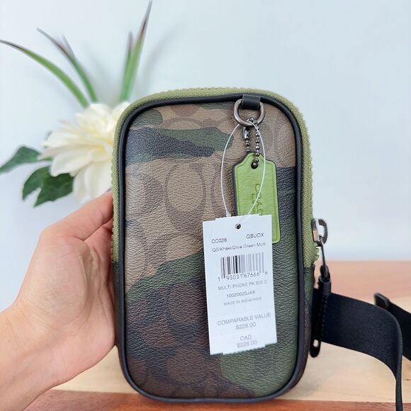 NWT Coach Multifunction Phone Pack In Signature Canvas With Camo Print - Picture 5 of 8